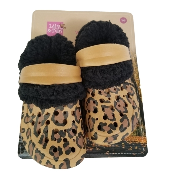 LILY & Dan Leopard Print Warm Lined Rubber Clogs with Removable Liner - NWT - Picture 1 of 9